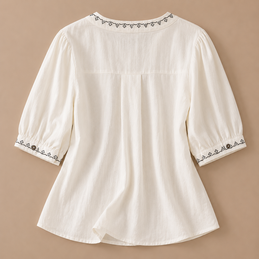 Solenne | Cotton Linen Blouse - Helen & Olivia Manhattan
