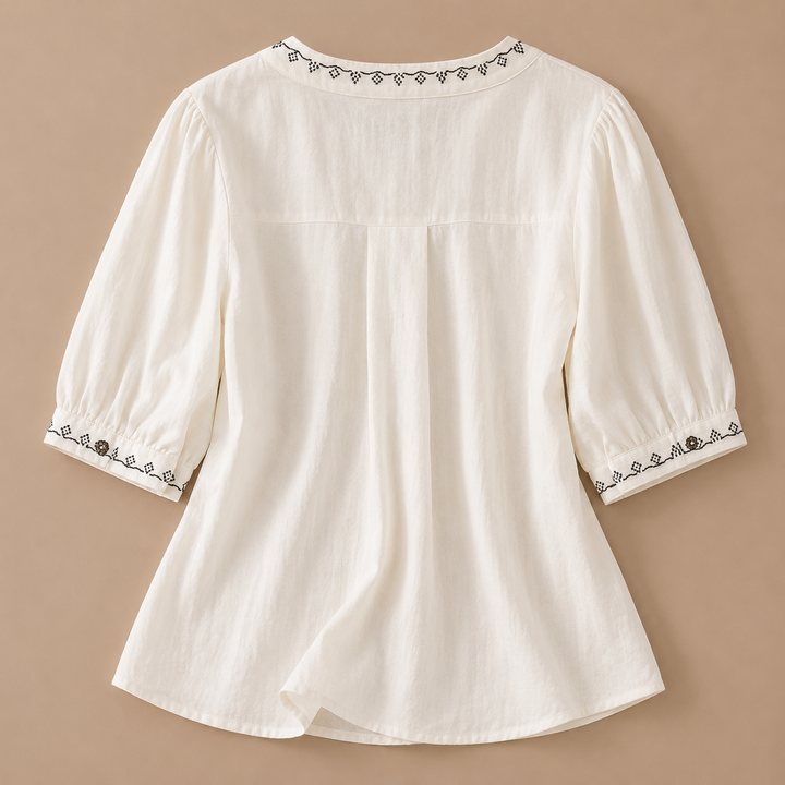 Solenne | Cotton Linen Blouse - Helen & Olivia Manhattan