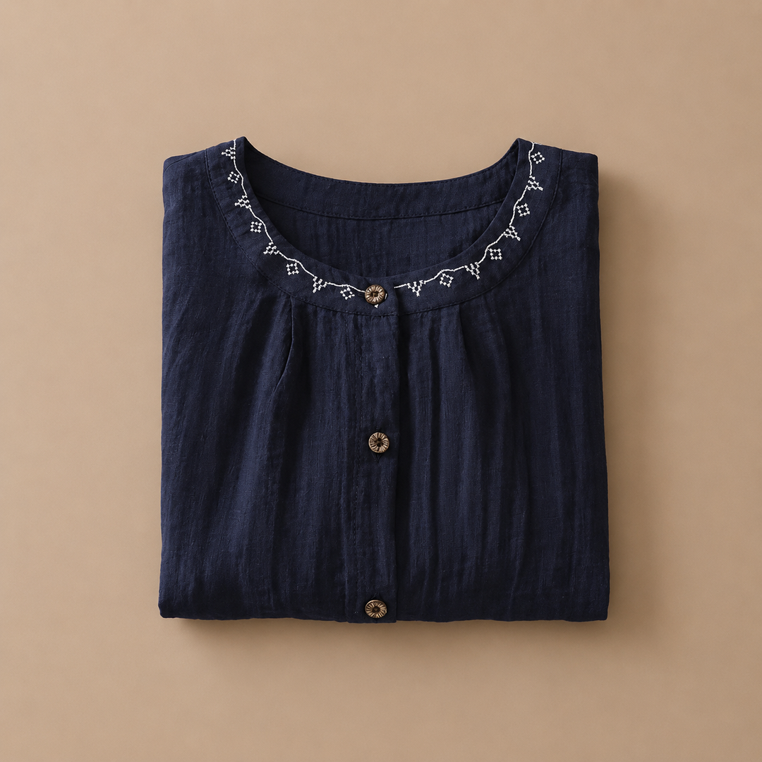 Solenne | Cotton Linen Blouse - Helen & Olivia Manhattan