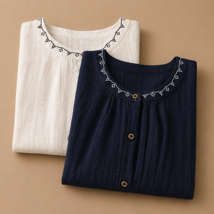 Solenne | Cotton Linen Blouse - Helen & Olivia Manhattan