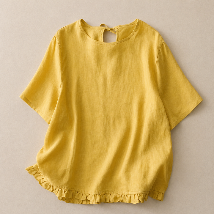 Maren | Cotton Linen Ruffle Top - Helen & Olivia Manhattan