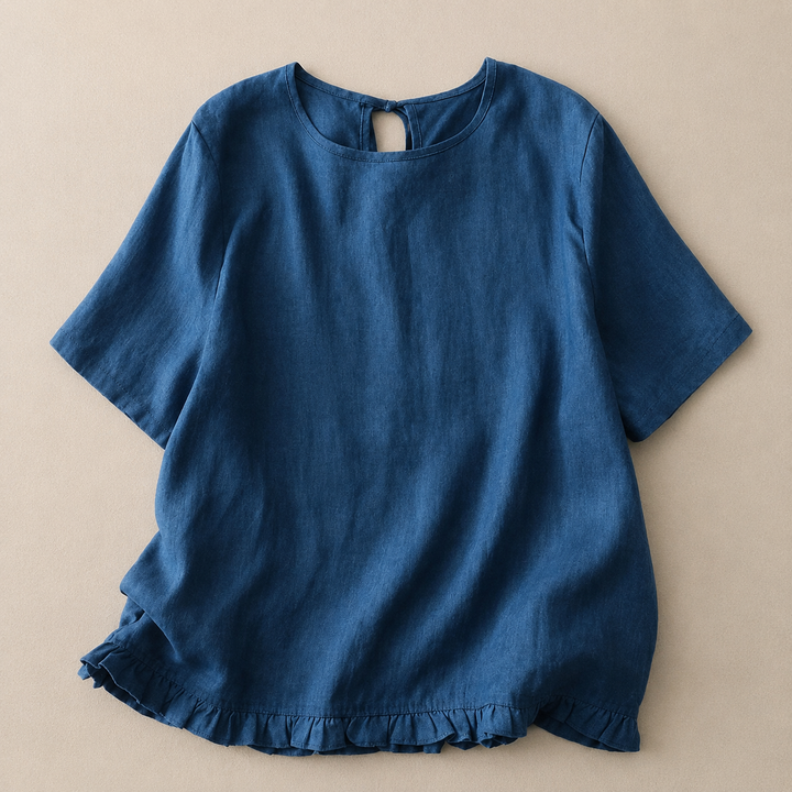 Maren | Cotton Linen Ruffle Top - Helen & Olivia Manhattan
