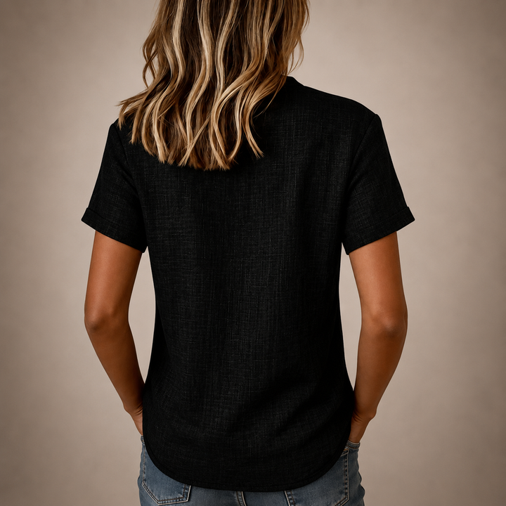 Sienna | Button Henley Blouse - Helen & Olivia Manhattan