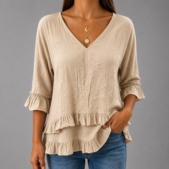 Daphine | Cotton Linen Blouse - Helen & Olivia Manhattan