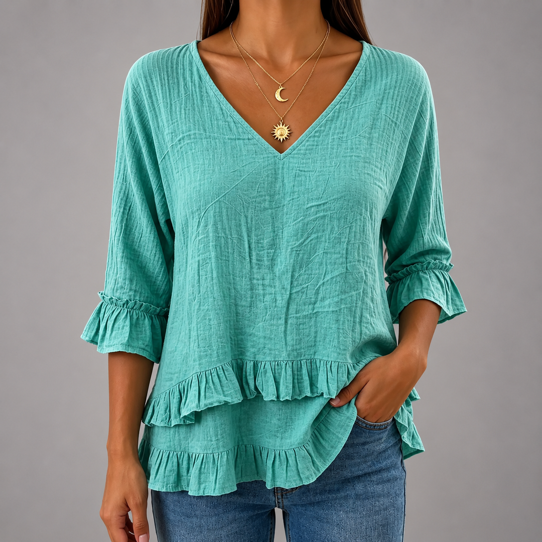 Daphine | Cotton Linen Blouse - Helen & Olivia Manhattan