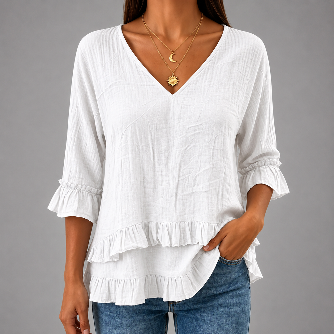 Daphine | Cotton Linen Blouse - Helen & Olivia Manhattan