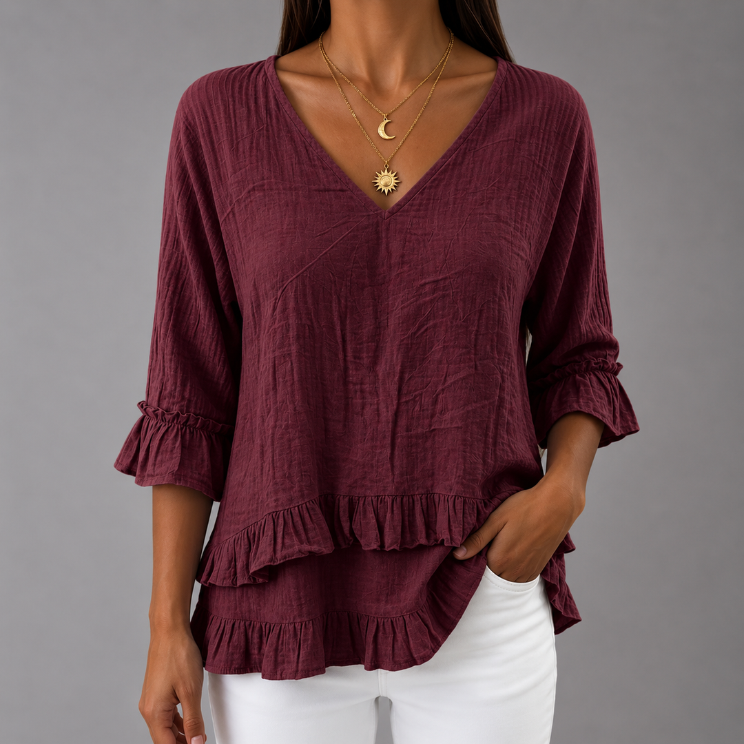 Daphine | Cotton Linen Blouse - Helen & Olivia Manhattan