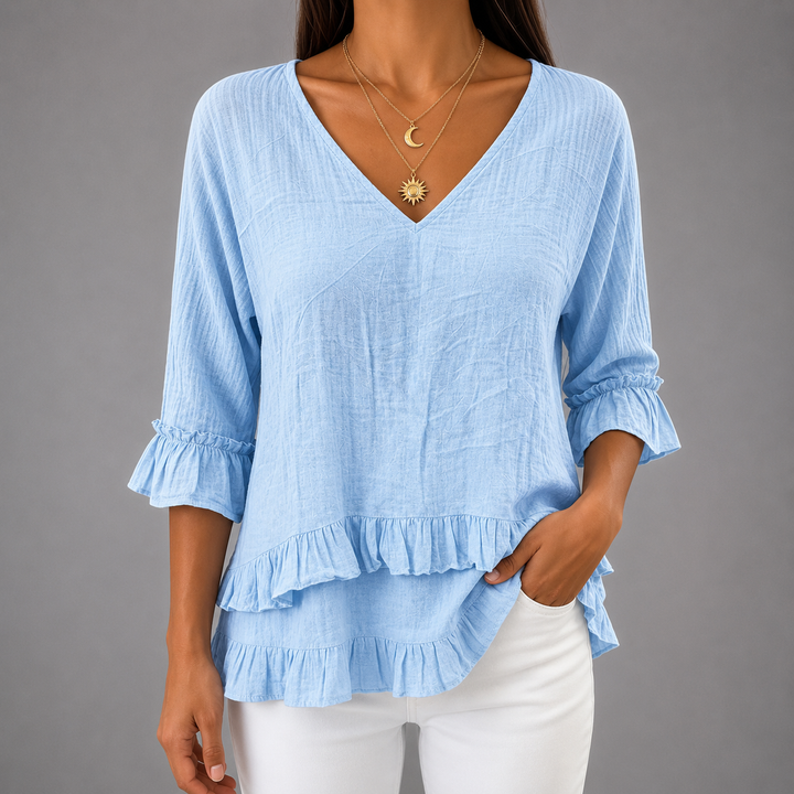 Daphine | Cotton Linen Blouse - Helen & Olivia Manhattan