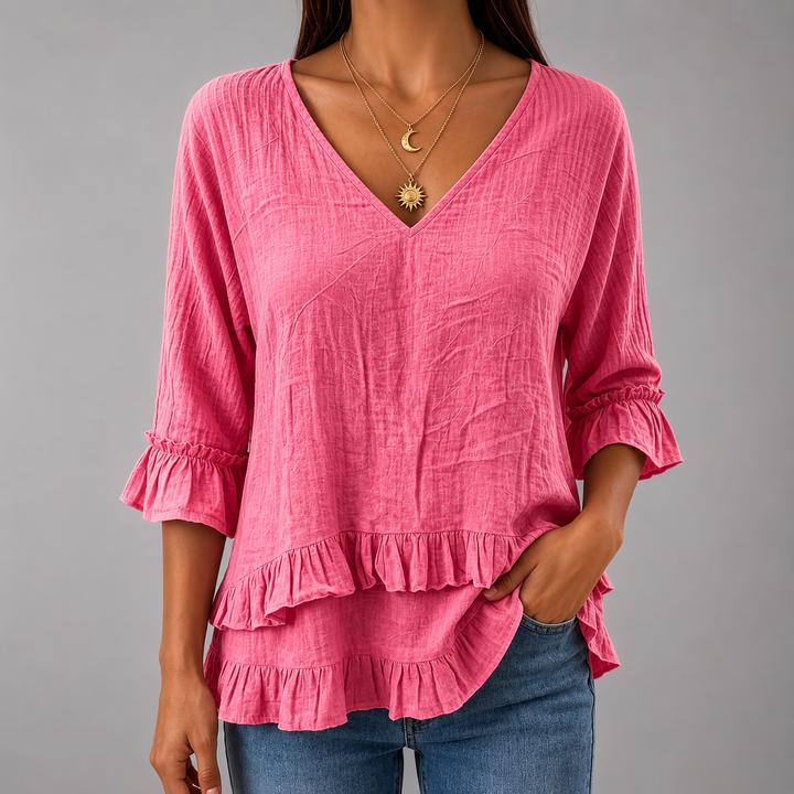 Daphine | Cotton Linen Blouse - Helen & Olivia Manhattan