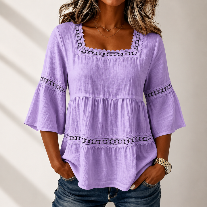 Elodie | Square Neck Blouse - Helen & Olivia Manhattan