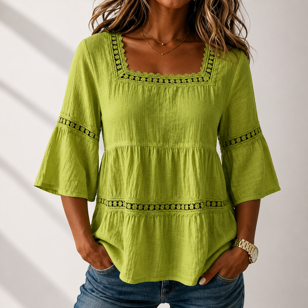 Elodie | Square Neck Blouse - Helen & Olivia Manhattan