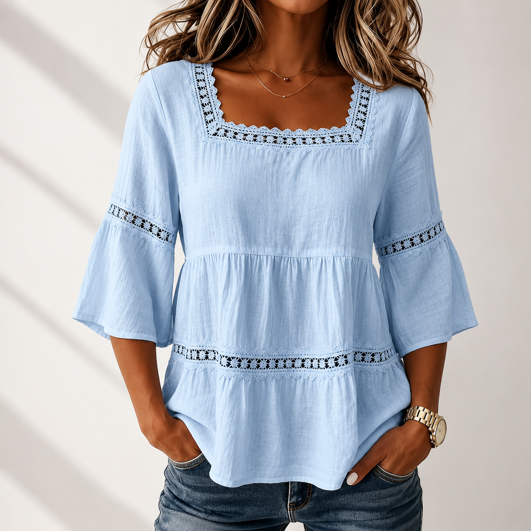 Elodie | Square Neck Blouse - Helen & Olivia Manhattan
