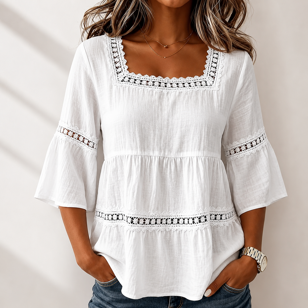 Elodie | Square Neck Blouse - Helen & Olivia Manhattan