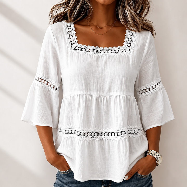 Elodie | Square Neck Blouse - Helen & Olivia Manhattan