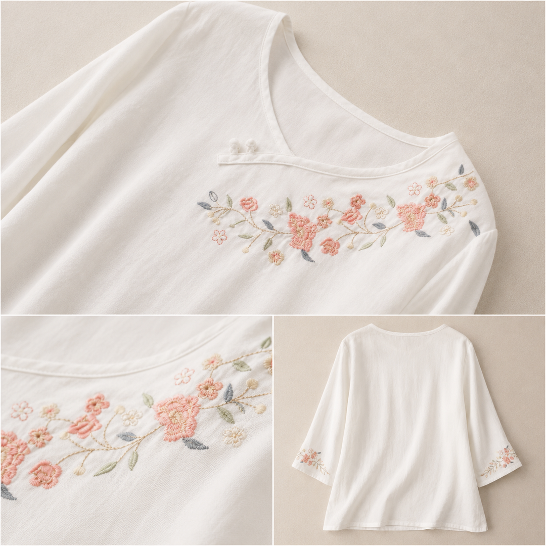 Amoura | Cotton Linen Blouse - Helen & Olivia Manhattan