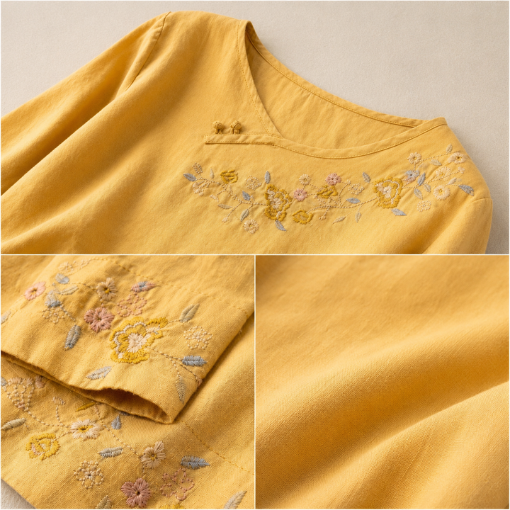 Amoura | Cotton Linen Blouse - Helen & Olivia Manhattan