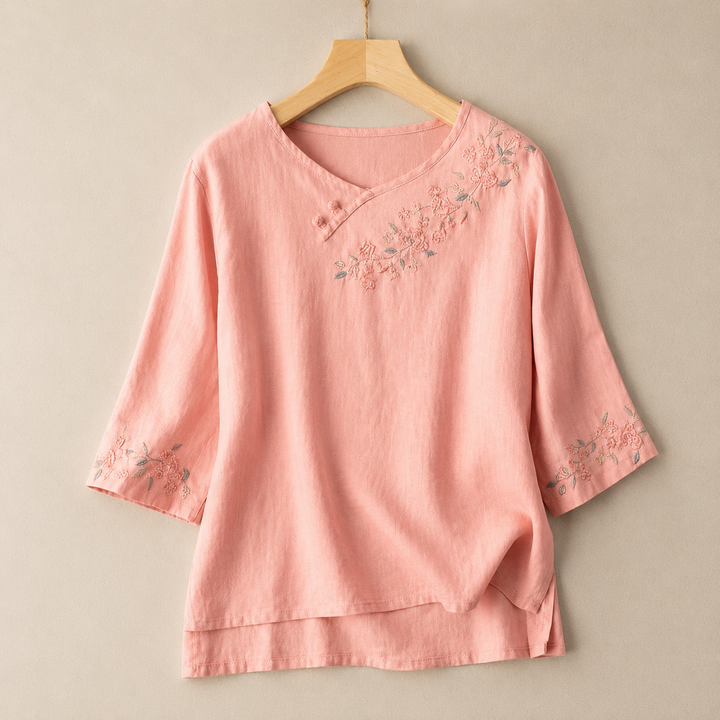 Amoura | Cotton Linen Blouse - Helen & Olivia Manhattan