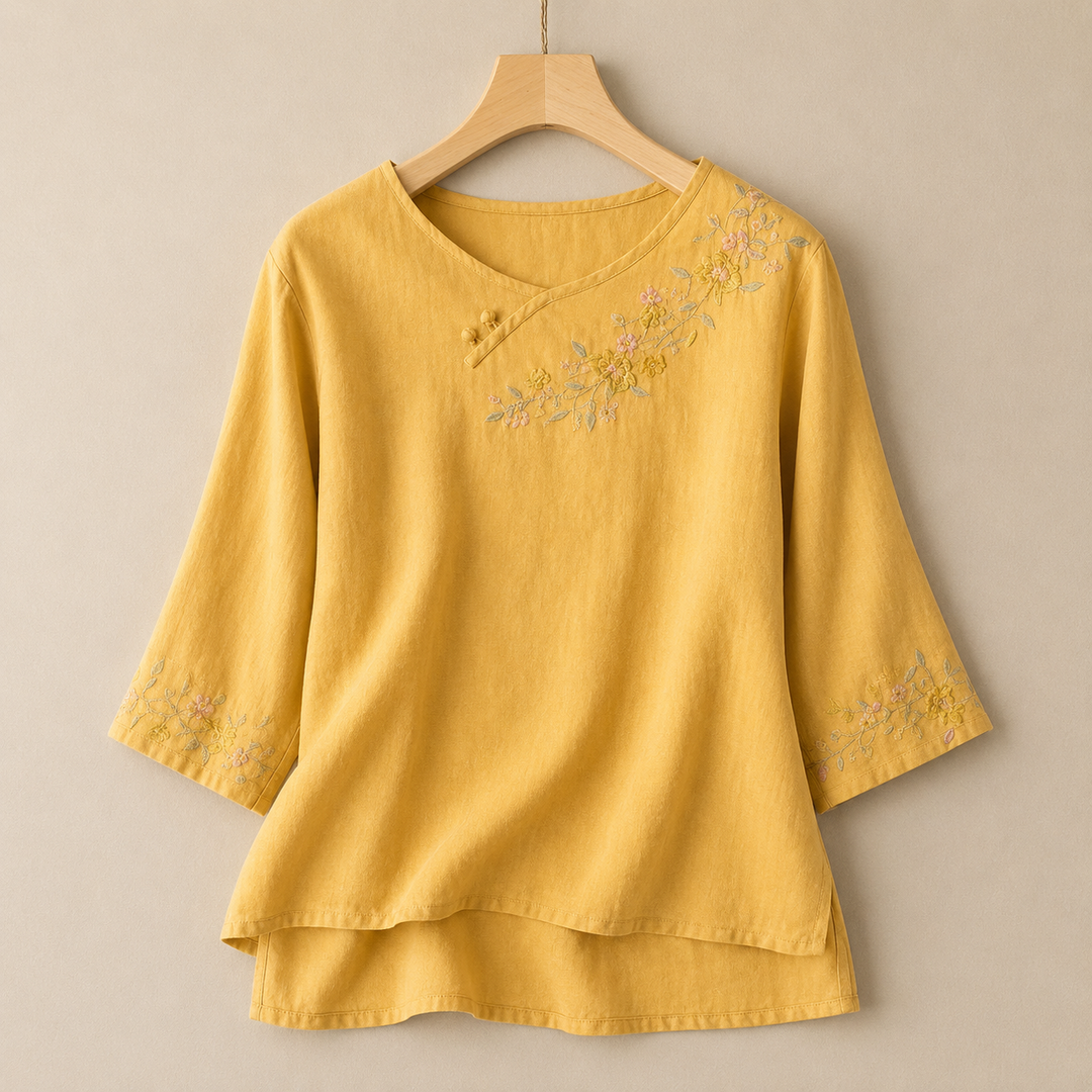 Amoura | Cotton Linen Blouse - Helen & Olivia Manhattan