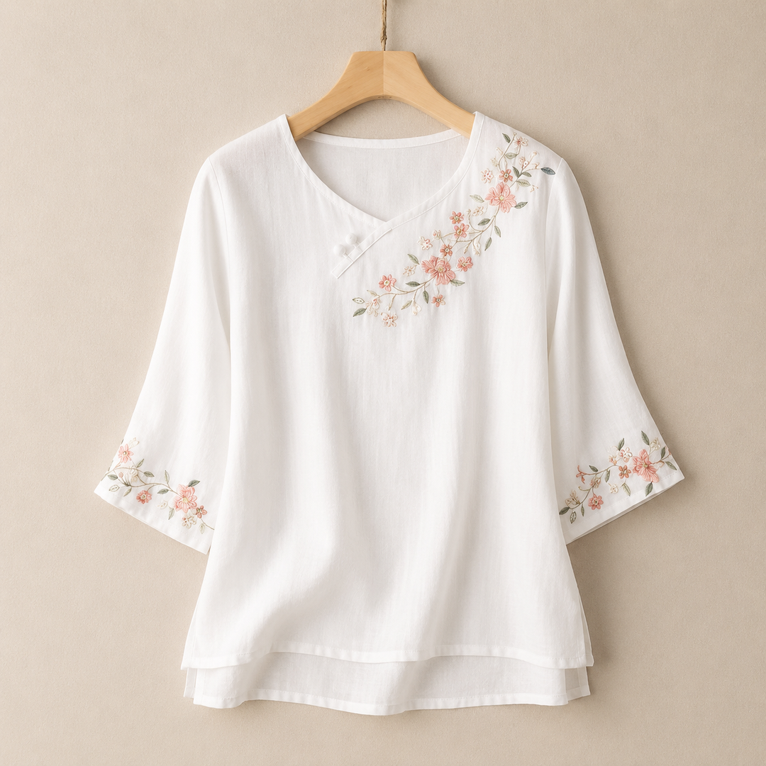 Amoura | Cotton Linen Blouse - Helen & Olivia Manhattan