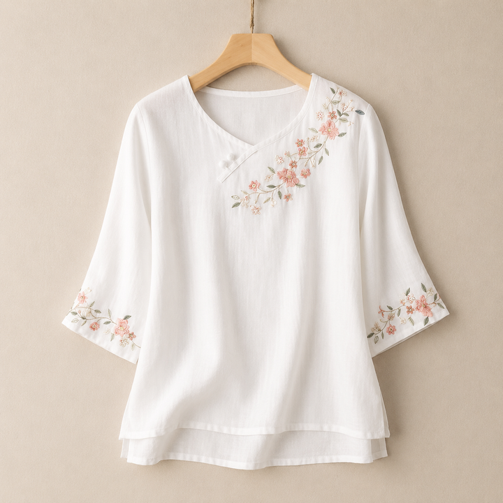 Amoura | Cotton Linen Blouse - Helen & Olivia Manhattan