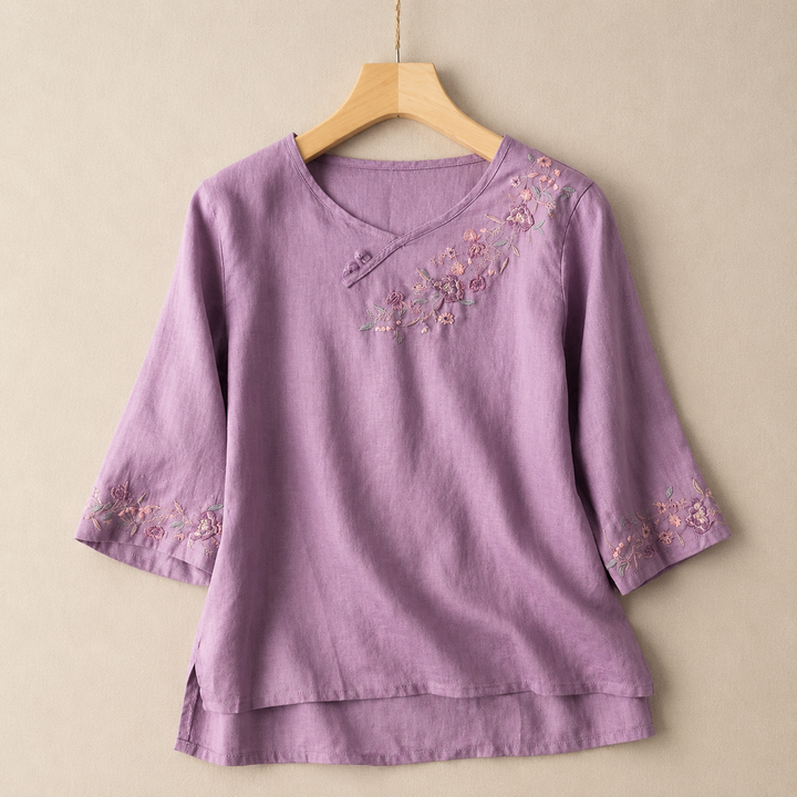 Amoura | Cotton Linen Blouse - Helen & Olivia Manhattan