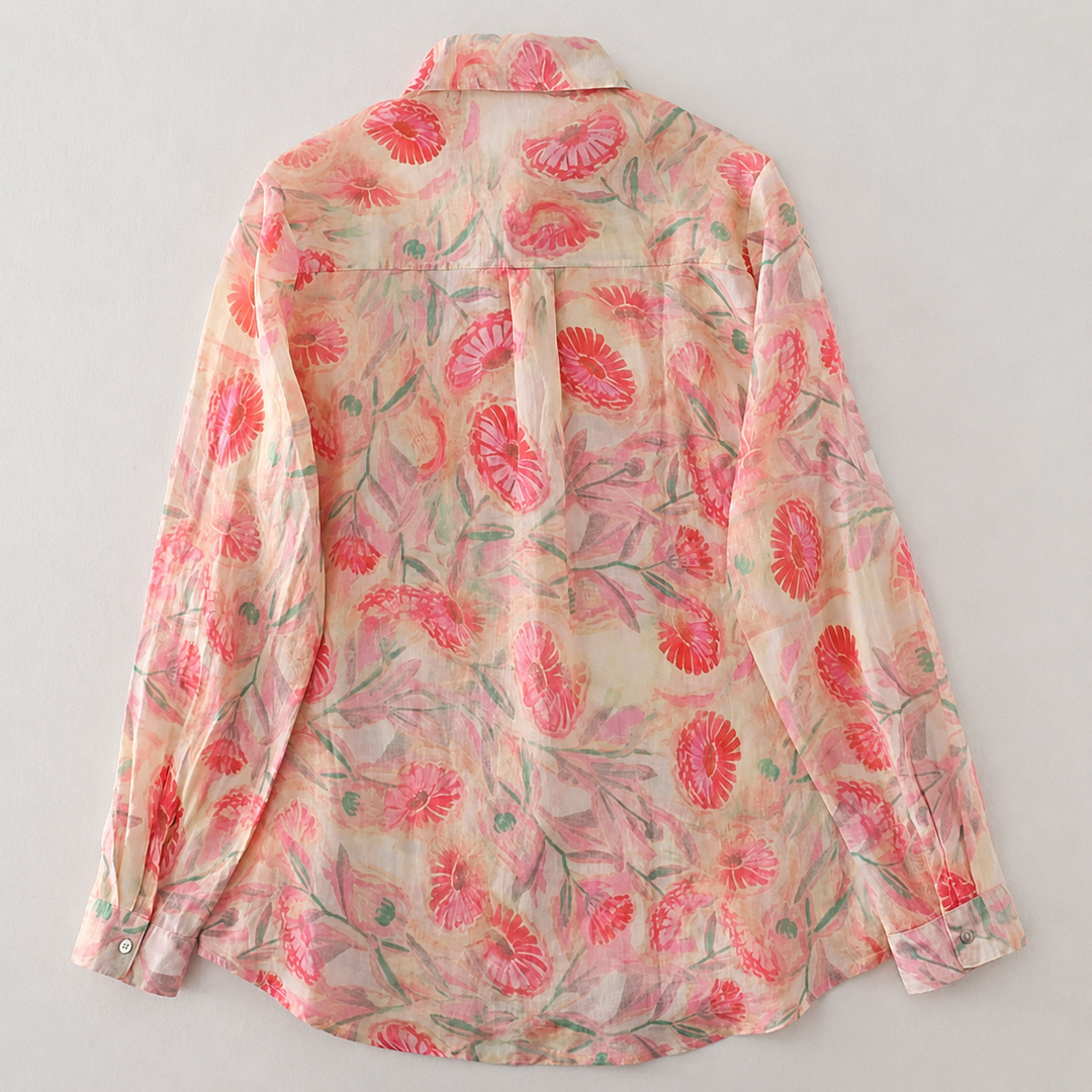 Aria | Floral Cotton Linen Button Shirt - Helen & Olivia Manhattan