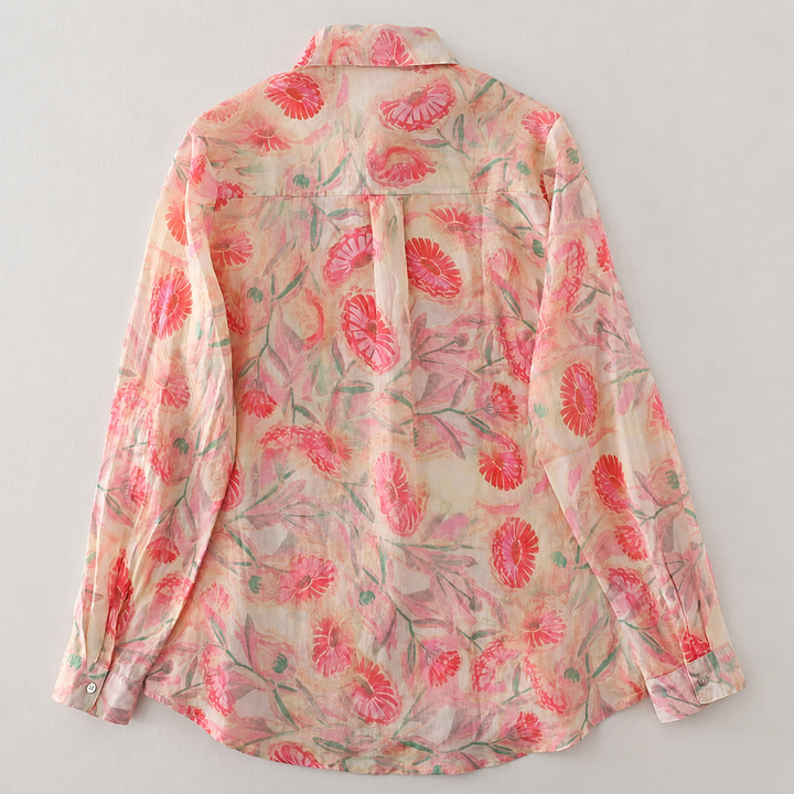 Aria | Floral Cotton Linen Button Shirt - Helen & Olivia Manhattan