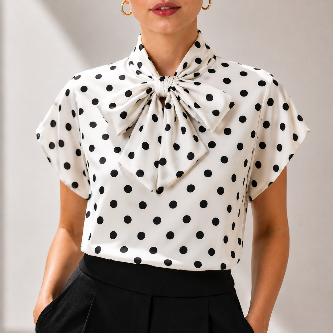 Vivienne | Polka Tie Top - Helen & Olivia Manhattan
