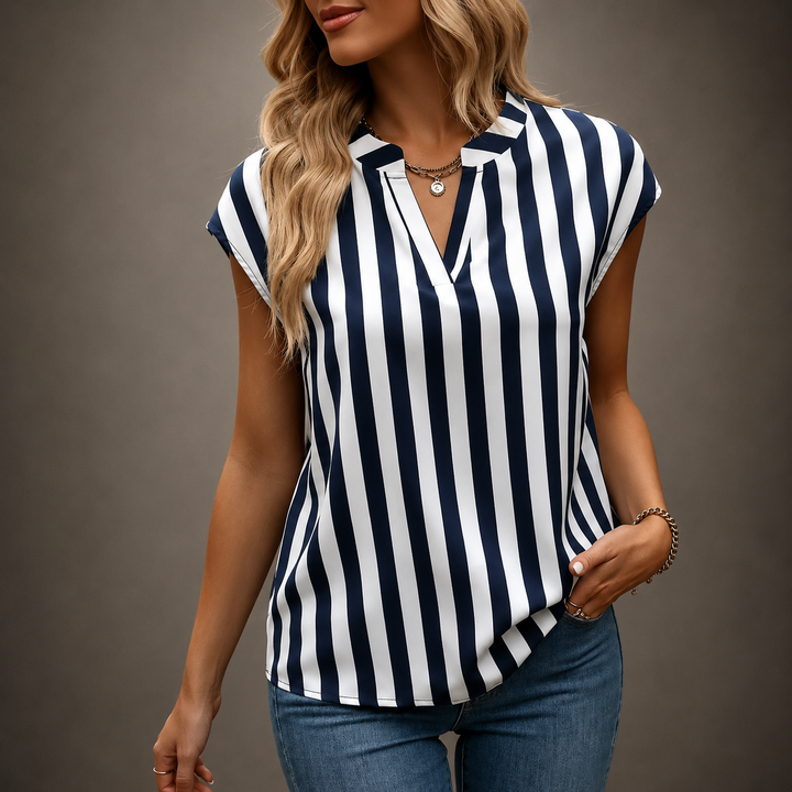 Ava | Split Neck Blouse - Helen & Olivia Manhattan