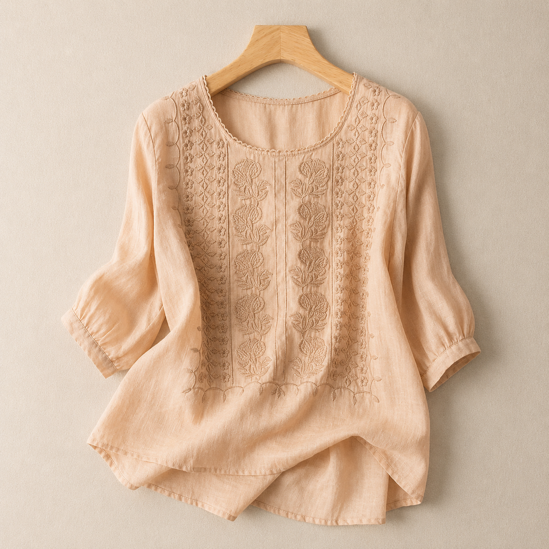 Aveline | Embroidered Cotton Blouse - Helen & Olivia Manhattan