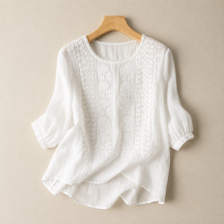Aveline | Embroidered Cotton Blouse - Helen & Olivia Manhattan