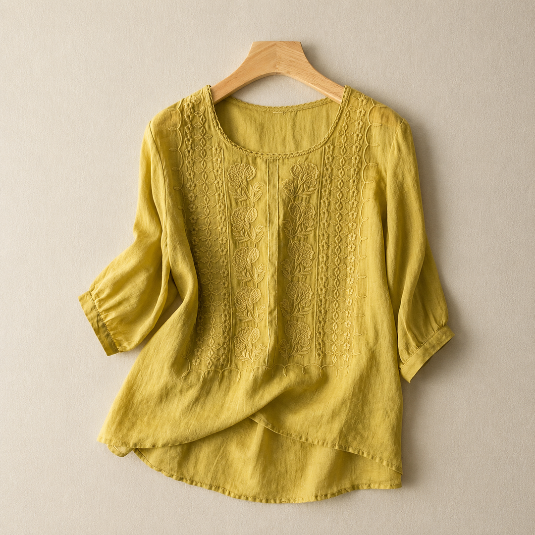 Aveline | Embroidered Cotton Blouse - Helen & Olivia Manhattan