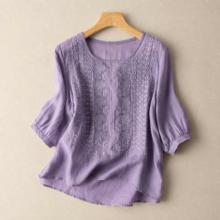 Aveline | Embroidered Cotton Blouse - Helen & Olivia Manhattan