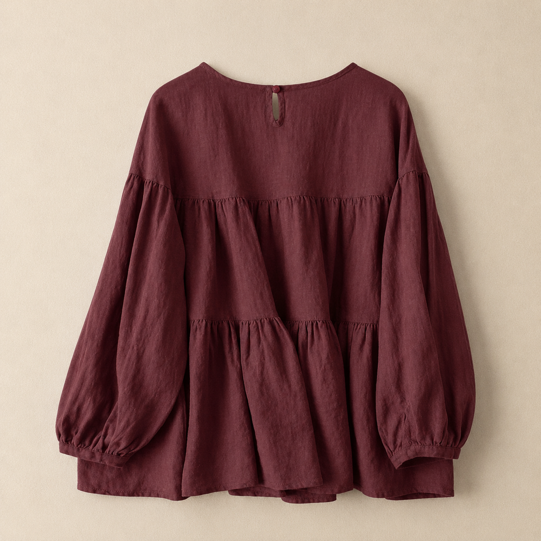 Isla | Tiered Linen Blouse - Helen & Olivia Manhattan