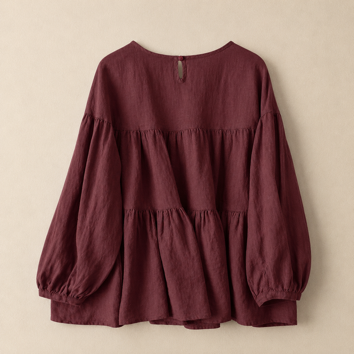 Isla | Tiered Linen Blouse - Helen & Olivia Manhattan