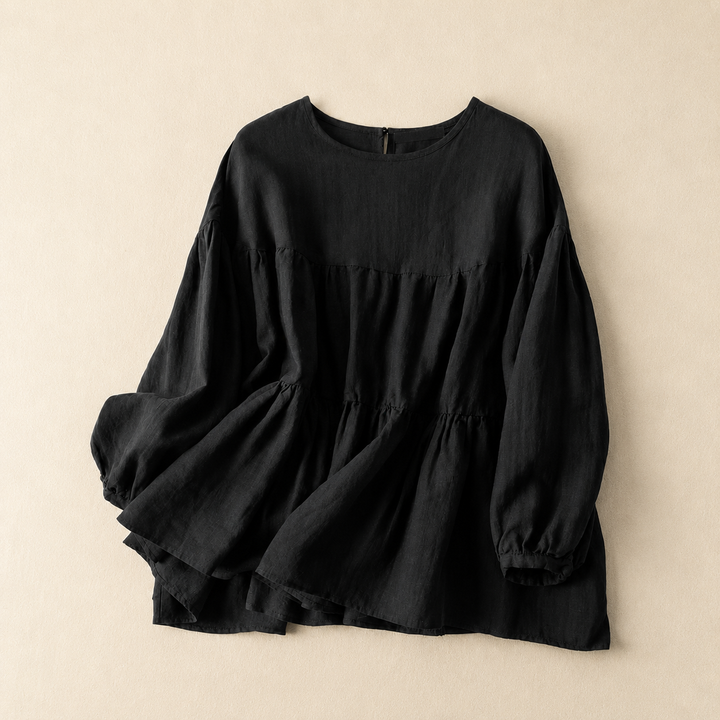 Isla | Tiered Linen Blouse - Helen & Olivia Manhattan