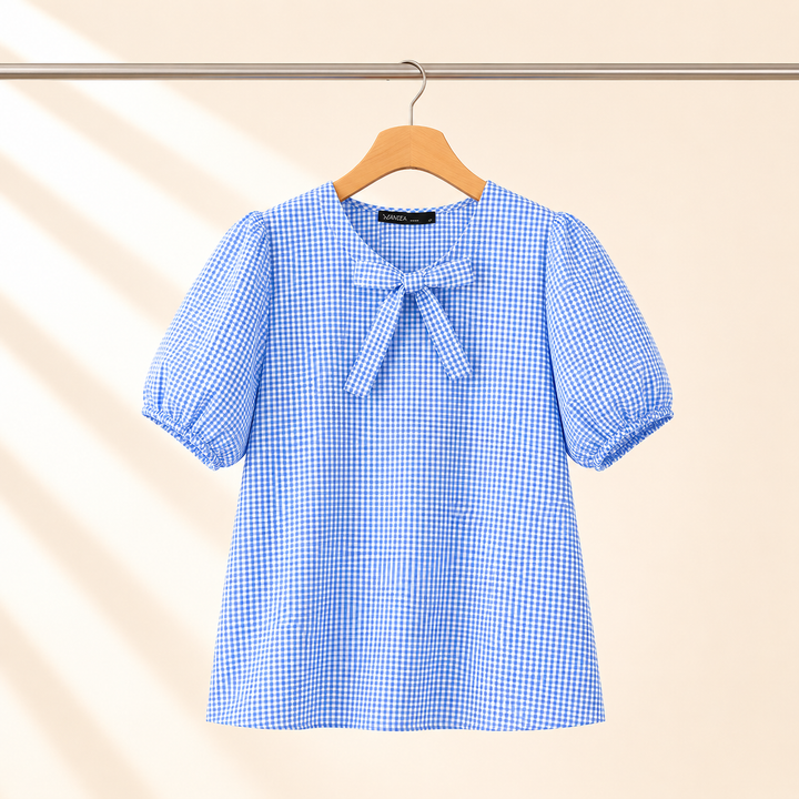 Clara | Bow Gingham Blouse - Helen & Olivia Manhattan