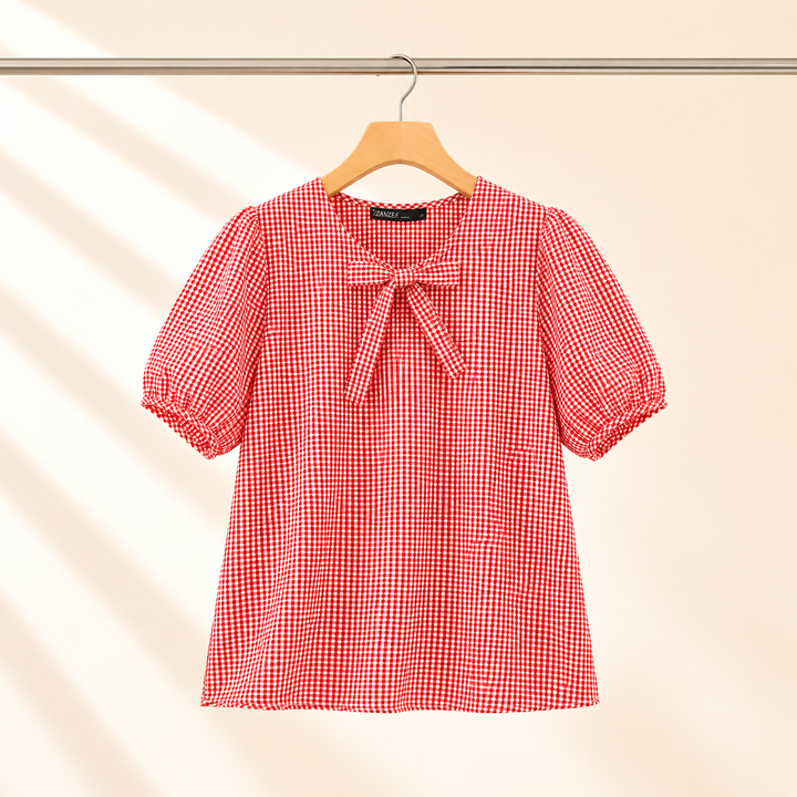 Clara | Bow Gingham Blouse - Helen & Olivia Manhattan