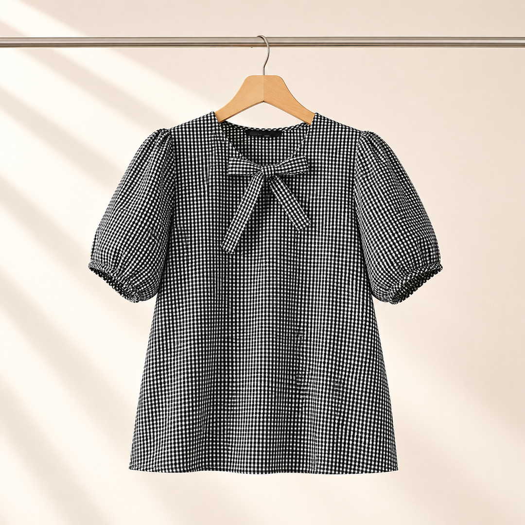Clara | Bow Gingham Blouse - Helen & Olivia Manhattan