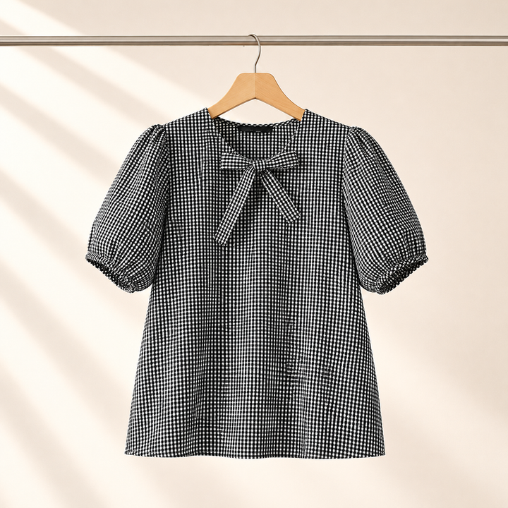Clara | Bow Gingham Blouse - Helen & Olivia Manhattan
