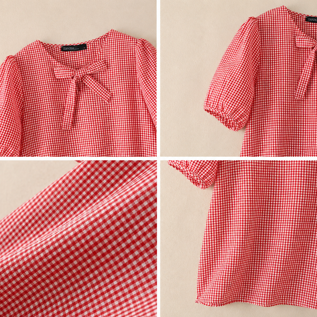 Clara | Bow Gingham Blouse - Helen & Olivia Manhattan
