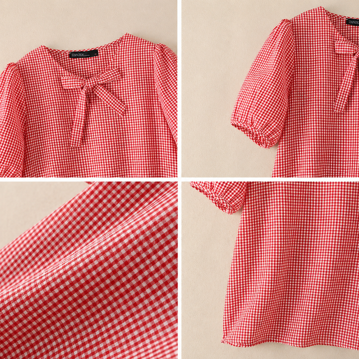 Clara | Bow Gingham Blouse - Helen & Olivia Manhattan