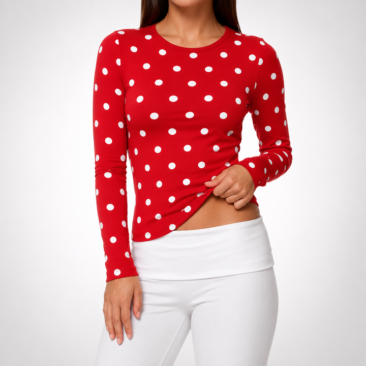 Mila | Polka Dot Long Sleeve Shirt - Helen & Olivia Manhattan
