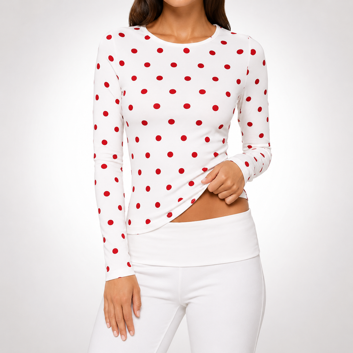Mila | Polka Dot Long Sleeve Shirt - Helen & Olivia Manhattan
