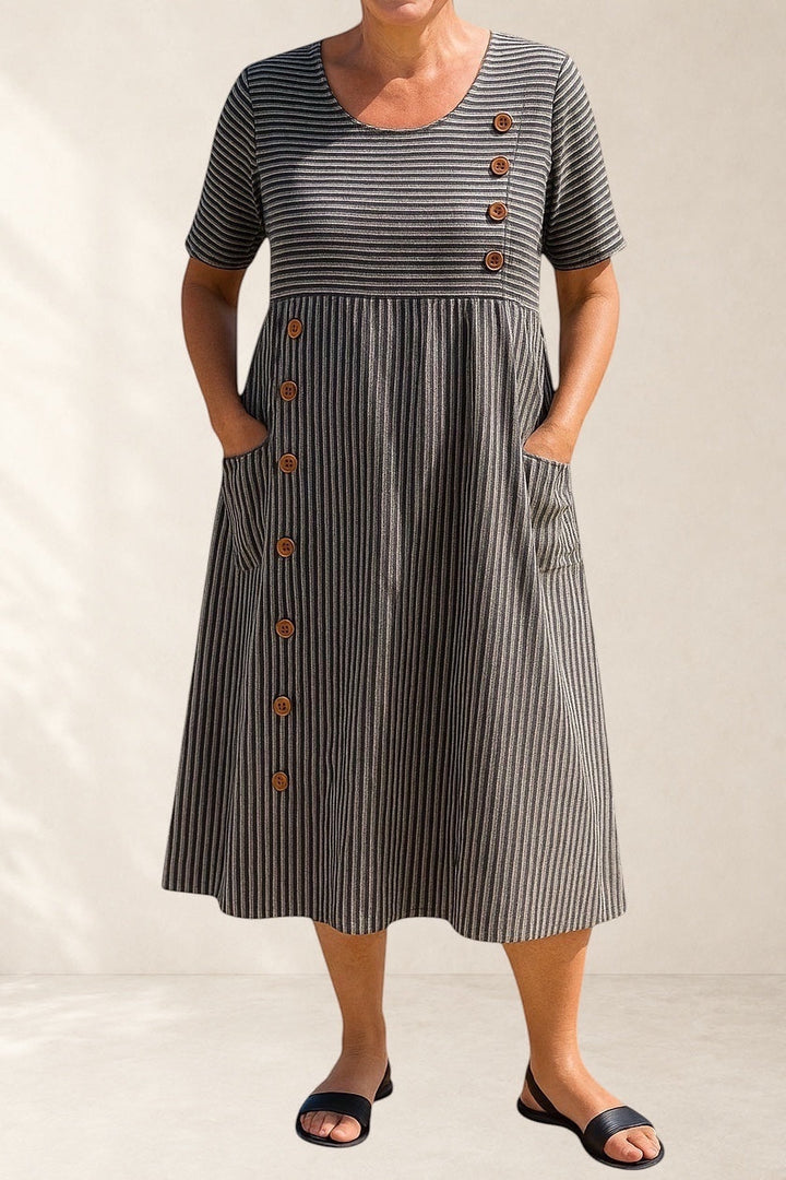 Brienne | Striped Midi Dress - Effortless Comfort, Everyday Confidence