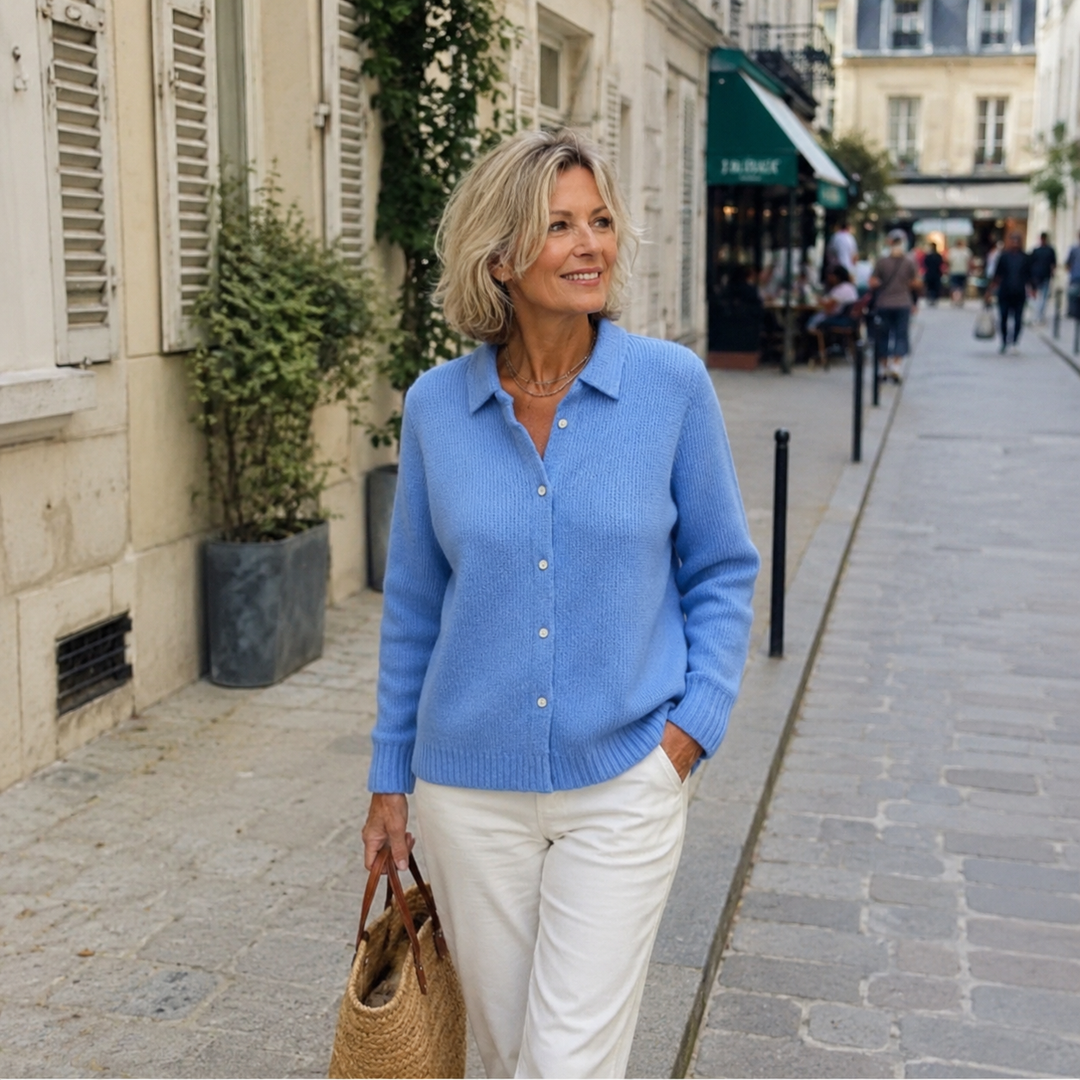Ludovica | Shirt-Collar Knit Cardigan - 