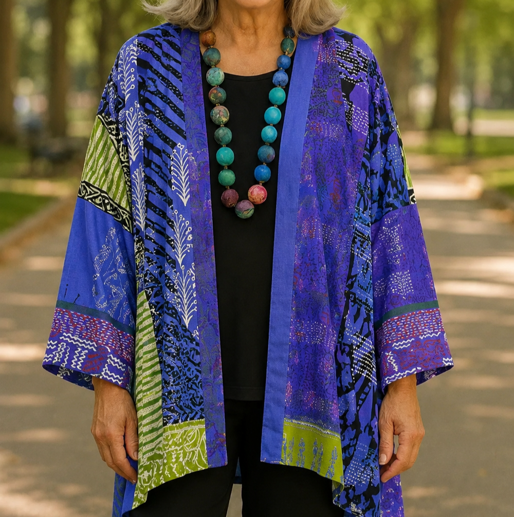 Meredith | Printed Open Cardigan - Rose