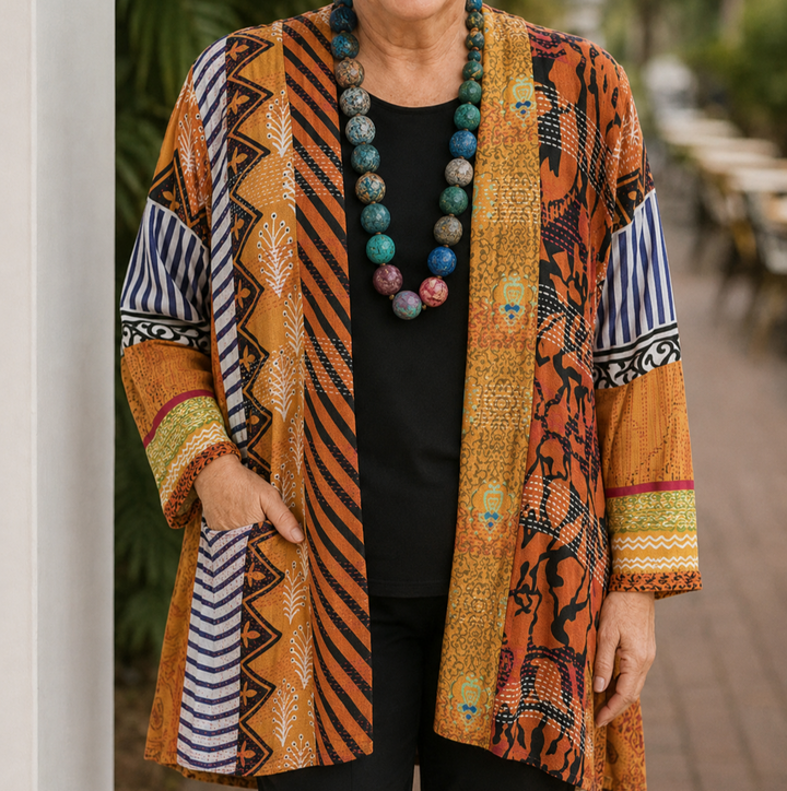 Meredith | Printed Open Cardigan - 