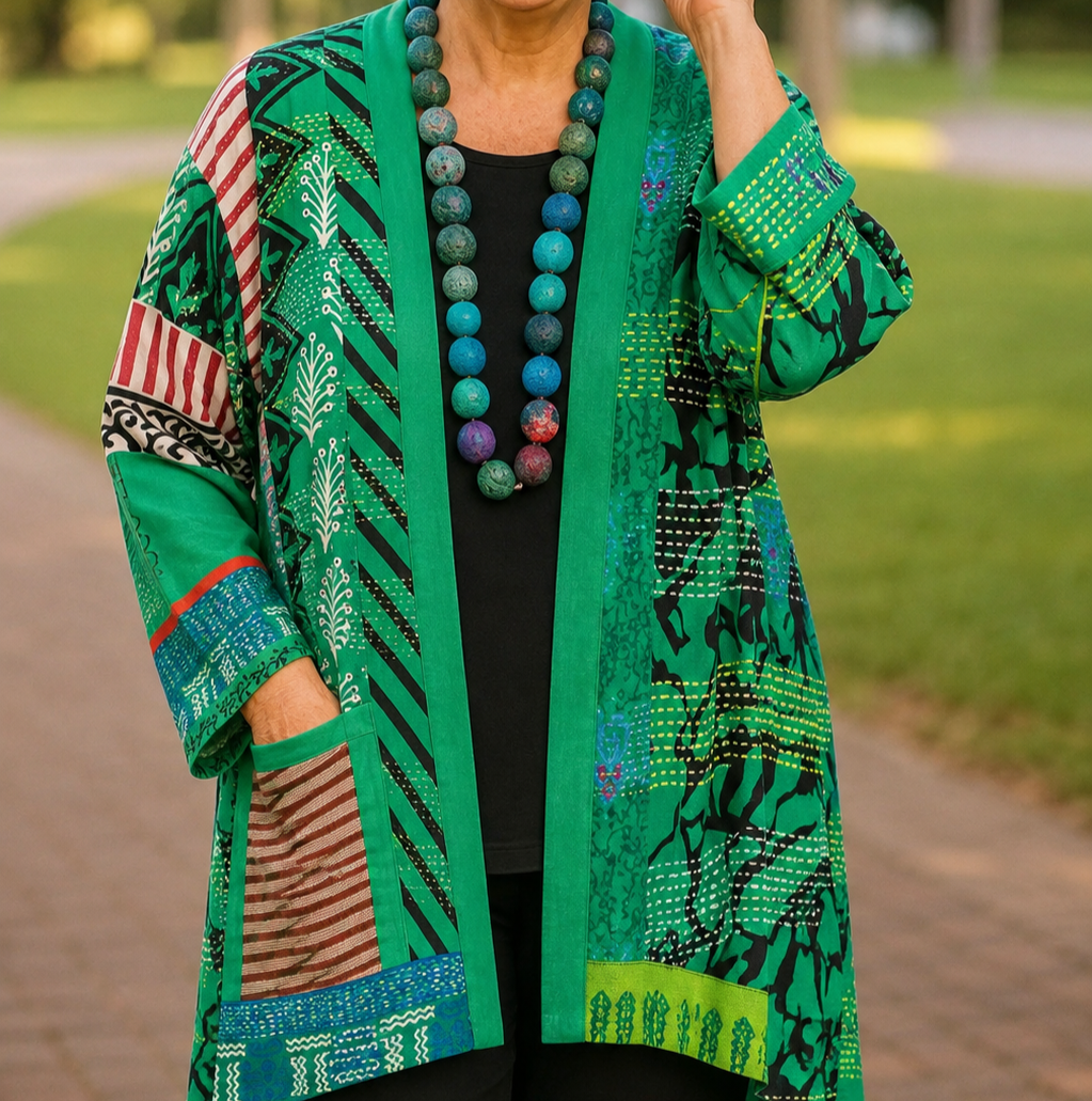 Meredith | Printed Open Cardigan - Yellow