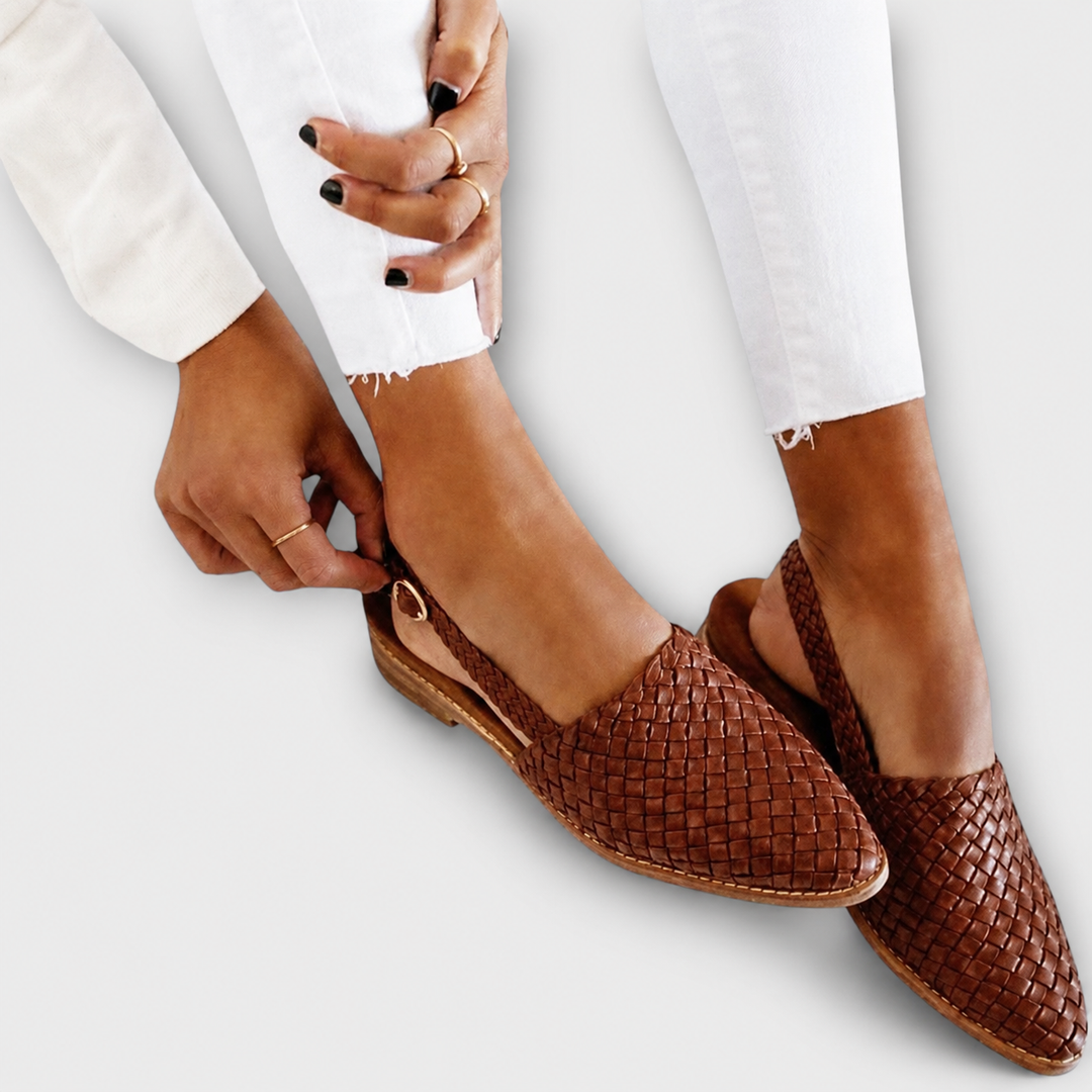 Simone | Loafers Braided A Strap Back - Brown